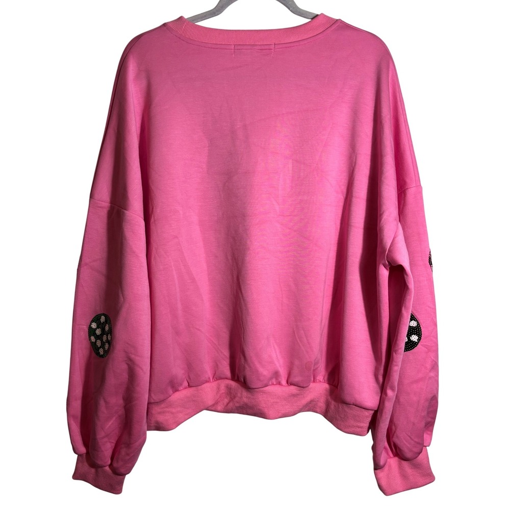 NWT Simply Southern Pink Pickleball Sequin Crewneck Sweatshirt Size XXL - Picture 2 of 5